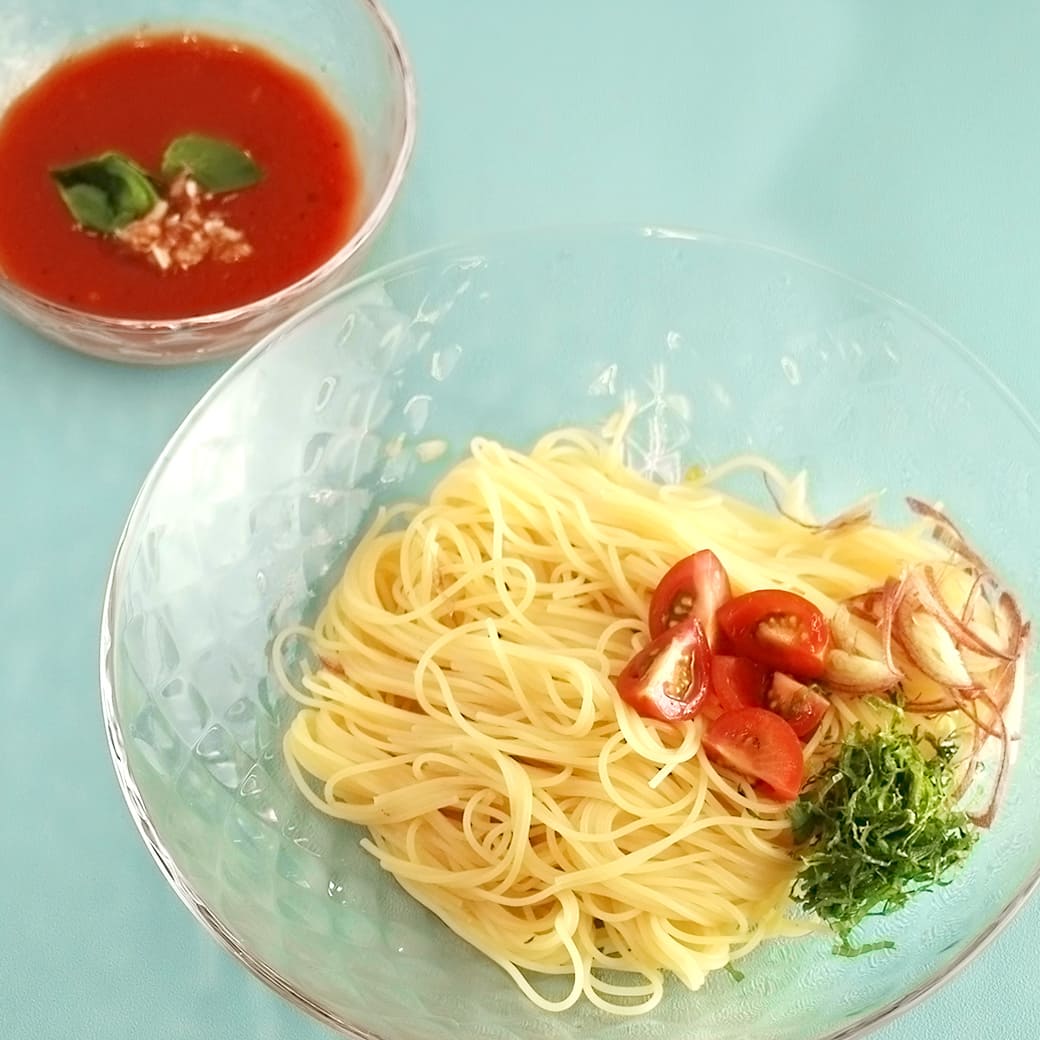 カペッリーニの冷製トマトつけ麺