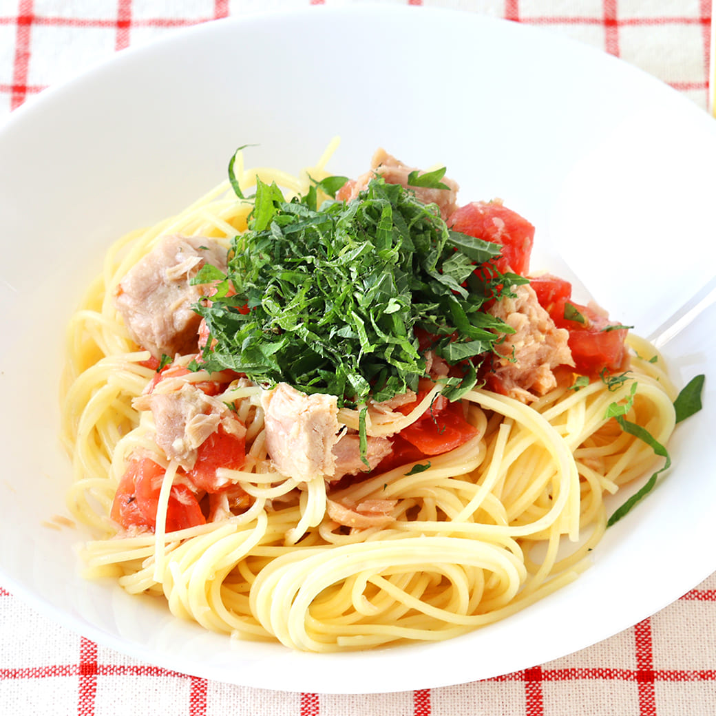 トマトとツナの冷製パスタ